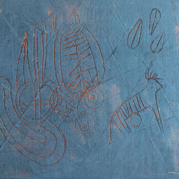 Gravures & estampes intitulée "Histoire gravée #6" par Mohamed Chiboub, Œuvre d'art originale, Acrylique Monté sur Carton