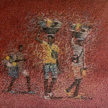 Картина под названием "Féré" - Mohamed Dembele, Подлинное произведение искусства, Акрил Установлен на Деревянная рама для но…