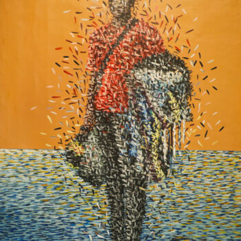 Картина под названием "Binké" - Mohamed Dembele, Подлинное произведение искусства, Акрил Установлен на Деревянная рама для н…