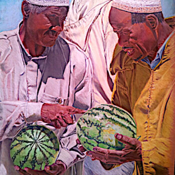 「Watermelon Affair」というタイトルの絵画 Mohamed Lazregによって, オリジナルのアートワーク, パステル