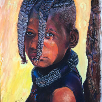 Peinture intitulée "Himba child" par Mohamed Lazreg, Œuvre d'art originale, Pastel