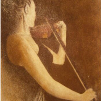 Картина под названием "La violoniste" - Mohamed Nadjib Bensaid, Подлинное произведение искусства, Пигменты Установлен на Дер…