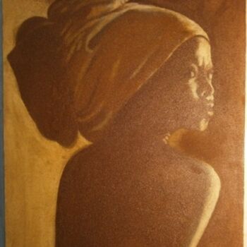 Pittura intitolato "L'africaine" da Mohamed Nadjib Bensaid, Opera d'arte originale, pigmenti