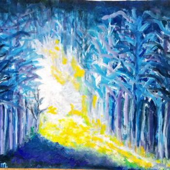 Картина под названием "Forest mysterious l…" - Mohamed Salem, Подлинное произведение искусства, Акрил