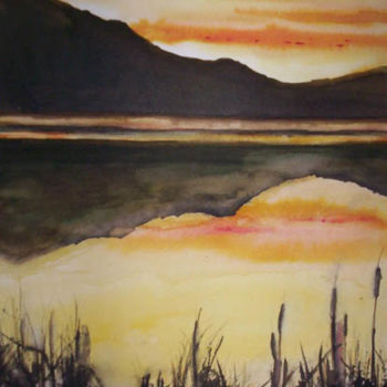 Schilderij getiteld "Coucher de soleil" door Mohamed Srir, Origineel Kunstwerk