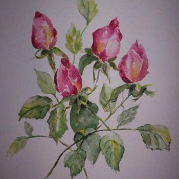 Pintura titulada "Boutons de roses" por Mohamed Srir, Obra de arte original