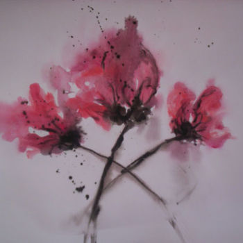 Painting titled "Essai Coquelicots" by Mohamed Srir, Original Artwork