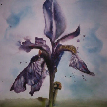Painting titled "Iris de Sibérie" by Mohamed Srir, Original Artwork