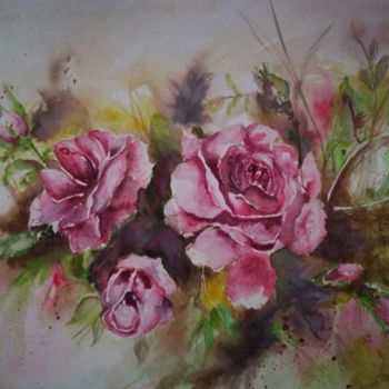 Painting titled "Roses" by Mohamed Srir, Original Artwork