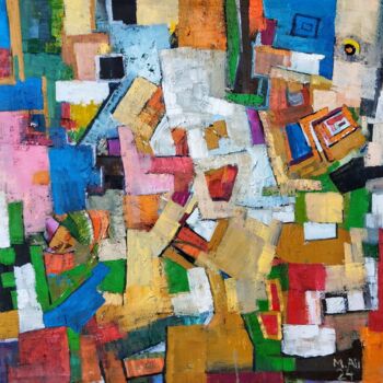 Painting titled "Abstract" by Mohammad Ali, Original Artwork, Oil Mounted on Wood Stretcher frame