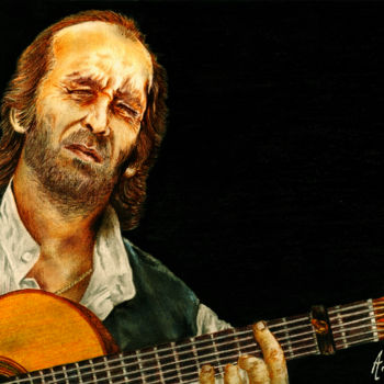 Painting titled "Paco De Lucia" by Amri Mohamed, Original Artwork