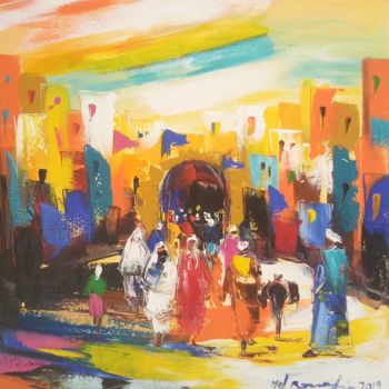 Painting titled "Médina" by Mohammed Bouafia, Original Artwork, Acrylic