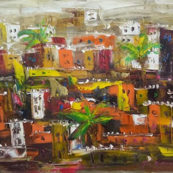 Pintura intitulada "Kasbah orange" por Mohammed Bouafia, Obras de arte originais, Acrílico
