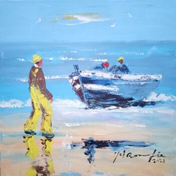 Painting titled "Retour de pêche 6" by Mohammed Bouafia, Original Artwork, Acrylic