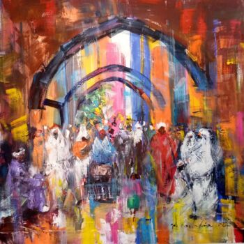 Peinture intitulée "Ruelle chaude" par Mohammed Bouafia, Œuvre d'art originale, Acrylique