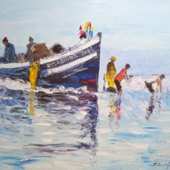 Painting titled "Retour de pêche 31" by Mohammed Bouafia, Original Artwork, Acrylic