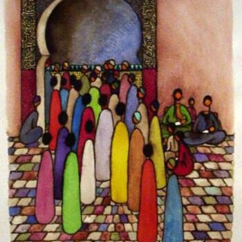 「puerta de mesquita」というタイトルの絵画 Mohammed Chaaraによって, オリジナルのアートワーク