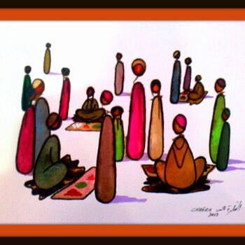 Pintura titulada "Le Marché" por Mohammed Chaara, Obra de arte original