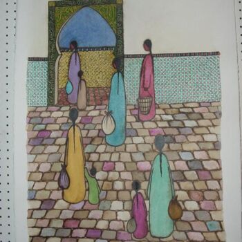 Pintura titulada "entrée du hamam" por Mohammed Chaara, Obra de arte original