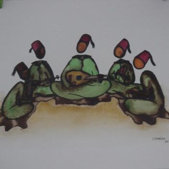 Painting titled "musiciens" by Mohammed Chaara, Original Artwork