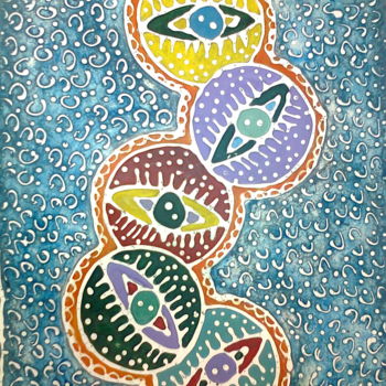 Картина под названием "yeux" - Mohammed Jabar, Подлинное произведение искусства, Акрил