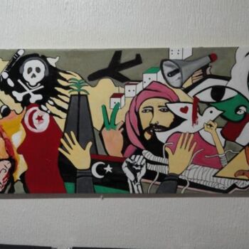 Schilderij getiteld "LA REVOLTE ARABE OU…" door Mohammed Rachid Iraqi, Origineel Kunstwerk, Olie