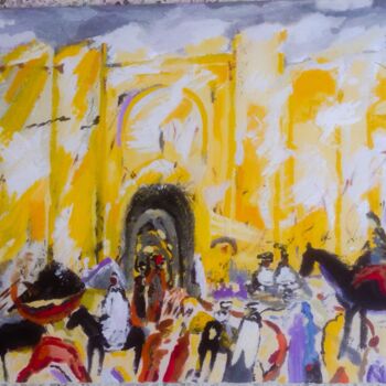 Pittura intitolato "Bab el had. A rabat…" da Mohammed Rachid Iraqi, Opera d'arte originale, Olio