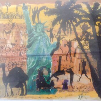 Painting titled "L'affaire du Sahara…" by Mohammed Rachid Iraqi, Original Artwork