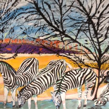 Malerei mit dem Titel "Zebrage" von Mohammed Rachid Iraqi, Original-Kunstwerk, Öl