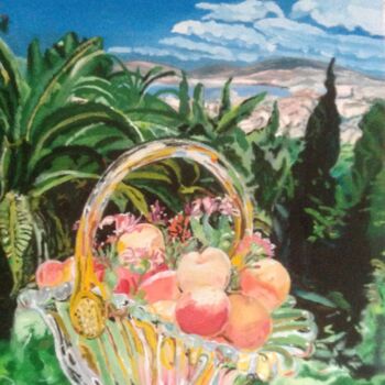 Painting titled "Les abricots de l'a…" by Mohammed Rachid Iraqi, Original Artwork, Oil
