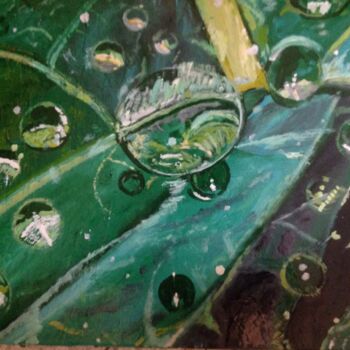 Pintura intitulada "Gouttes d'eau sur f…" por Mohammed Rachid Iraqi, Obras de arte originais, Acrílico
