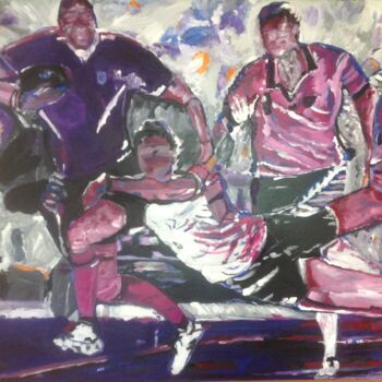 Painting titled "Rugby" by Mohammed Rachid Iraqi, Original Artwork, Acrylic