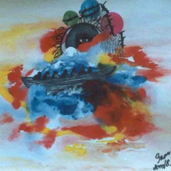 Malerei mit dem Titel "Clendestins" von Mohammed Saoud, Original-Kunstwerk