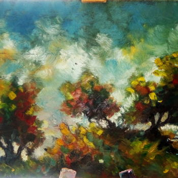 Painting titled "Paysage" by Mohand Aliane, Original Artwork, Oil