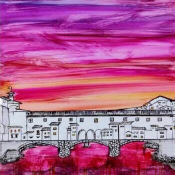 Pintura intitulada "Bright Pink skies o…" por Mohita Garg, Obras de arte originais, Tinta