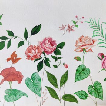 Ζωγραφική με τίτλο "Florals" από Mohita Garg, Αυθεντικά έργα τέχνης, Ακρυλικό