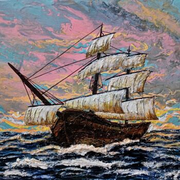 Painting titled "Sailing through" by Mohita Garg, Original Artwork, Acrylic Mounted on Wood Panel