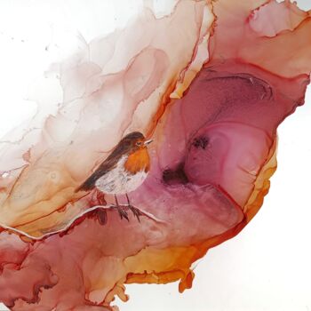 Картина под названием "Little Robin's song" - Mohita Garg, Подлинное произведение искусства, Чернила