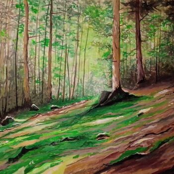 Schilderij getiteld "Wonders of woods" door Moin Uddin, Origineel Kunstwerk, Acryl
