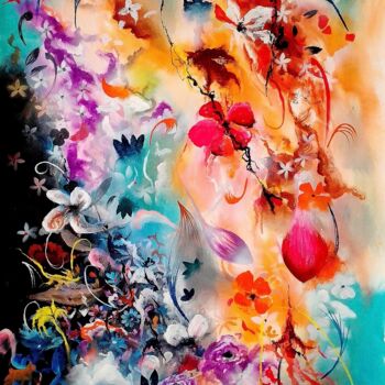 Pintura intitulada "Petal fantasy" por Moin Uddin, Obras de arte originais, Acrílico
