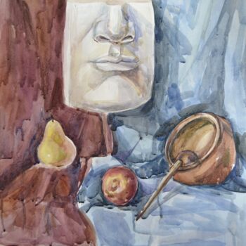 Schilderij getiteld "Plaster figure-frui…" door Mokhinur Fakhri, Origineel Kunstwerk, Aquarel