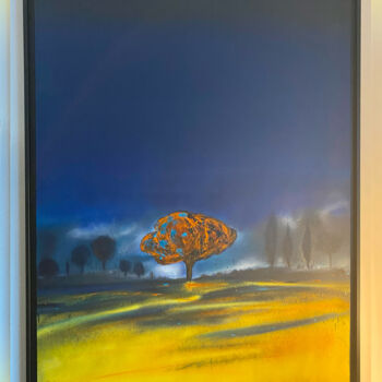 Painting titled "Au bout du chemin" by Moko31, Original Artwork, Acrylic Mounted on Wood Stretcher frame