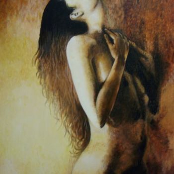 Peinture intitulée "nu  sous la douche" par Yves Molac, Œuvre d'art originale