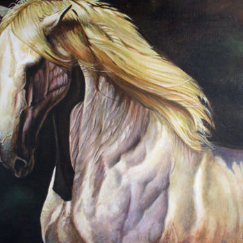 Painting titled "cheval" by Yves Molac, Original Artwork