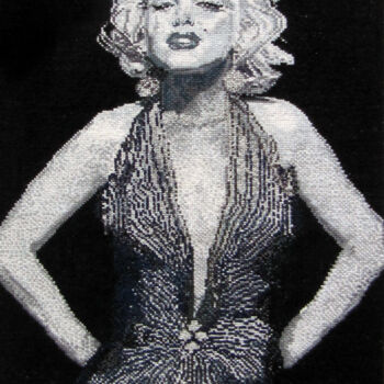 Textielkunst getiteld "Marilyn Monroe 2" door Molena, Origineel Kunstwerk, Tapijtwerk