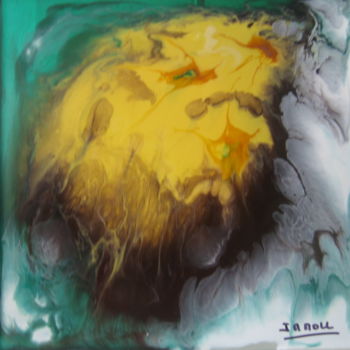Schilderij getiteld "Soleil imaginaire" door Jean-Marie Moll, Origineel Kunstwerk, Gebrandschilderd glas