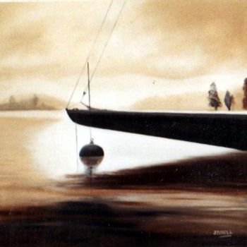 Pintura titulada "Proue dans la brume" por Jean-Marie Moll, Obra de arte original, Oleo