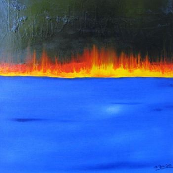 Pintura intitulada "Mer en feu" por Jean-Marie Moll, Obras de arte originais, Óleo