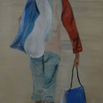 Painting titled "Départ pour la plage" by Môm, Original Artwork, Acrylic