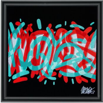 Textilkunst mit dem Titel "Momies Graffito" von Momies, Original-Kunstwerk, Stickerei